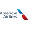 American Airlines logo with light blue “American Airlines” text and a stylized wing emblem in blue, white, and red on a transparent background.