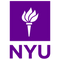 New York University (NYU) logo featuring a white torch symbol on a purple background with “NYU” text below.