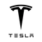 Black Tesla logo with stylized “T” emblem and text on a transparent background.